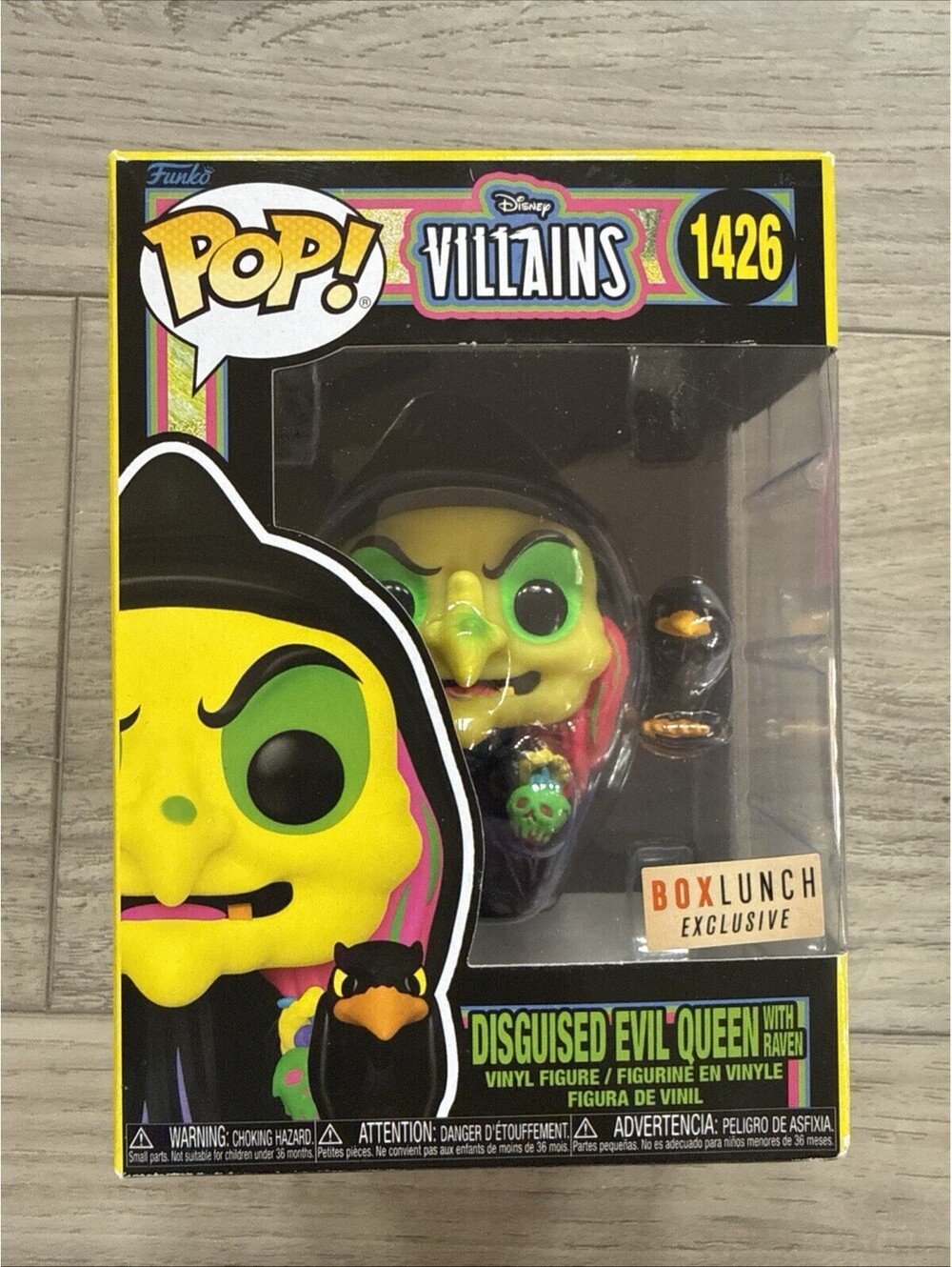 Funko Pop! Disney Disguised Evil Queen with Raven #1426! Black Light Exclusive!
